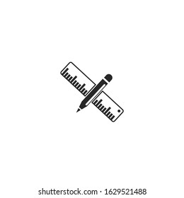 ruler and pencil icon vector sign isolated for graphic and web design. ruler and pencil symbol template color editable on white background.