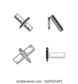 ruler and pencil icon vector sign isolated for graphic and web design. ruler and pencil symbol template color editable on white background.