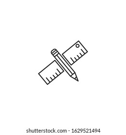 ruler and pencil icon vector sign isolated for graphic and web design. ruler and pencil symbol template color editable on white background.