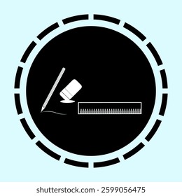 ruler and pencil icon vectors