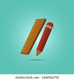 Ruler and pencil isometric icon. Simple color vector of science icons for ui and ux, website or mobile application