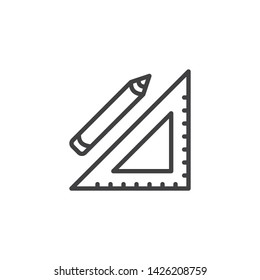 Ruler and pencil line icon. linear style sign for mobile concept and web design. Architect tool outline vector icon. Symbol, logo illustration. Vector graphics