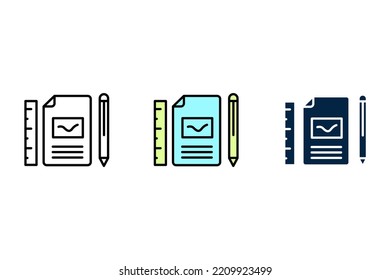 ruler pencil line icon. Simple element illustration. ruler pencil concept outline symbol design.
