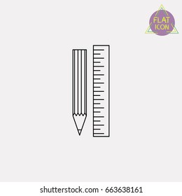 Ruler and pencil linear icon