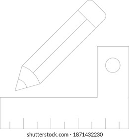 ruler and pencil measurement  vector Icon 