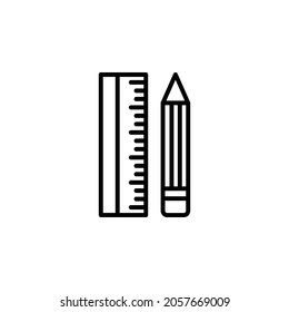 Ruler And Pencil With Outline Icon Vector