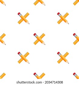 Ruler and Pencil pattern on white background. Vector stock illustration.