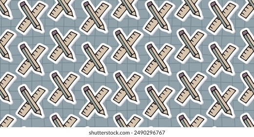 ruler. pencil. a pen. eraser. to draw. draw. to write. seamless pattern. background. study. school affiliation. background. the pattern. vector. gift wrapping.