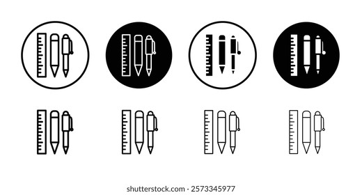 Ruler, pencil and pen icon vector line logo mark or symbol set collection outline style