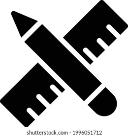 ruler pencil vector glyph flat icon