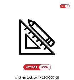 Ruler and pencil vector icon