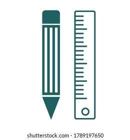 
ruler and pencil vector icon