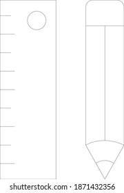Lineal- und Bleistift-Vektorsymbol 