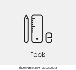 Ruler and pencil vector icon. Editable stroke. Symbol in Line Art Style for Design, Presentation, Website or Apps Elements, Logo. Pixel vector graphics - Vector