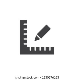 Ruler and pencil vector icon. filled flat sign for mobile concept and web design. Architect drawing tool simple solid icon. Symbol, logo illustration. Pixel perfect vector graphics