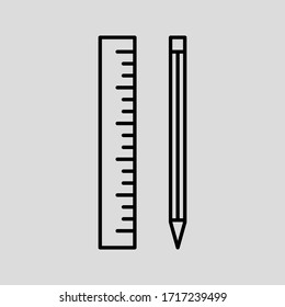 ruler and pencil vector icon flat simple