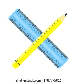 Ruler pencil vector illustration icon