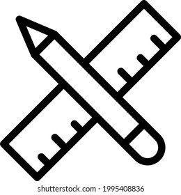 ruler pencil vector thin line icon