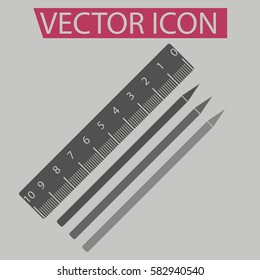 The ruler, pencils, icon,sign,symbol in flat style for web design,mobiles apps,eps 10.


