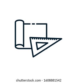 Ruler and plans design, Instrument tool work measurement lenght object inch long and distance theme Vector illustration