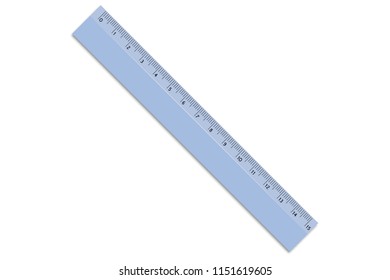 Ruler plastic color. School measuring tool for geometry, drawing, 15 centimeters. Design element on isolated background.