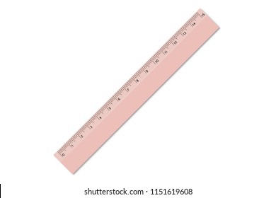 Ruler plastic color. School measuring tool for geometry, drawing, 15 centimeters. Design element on isolated background.