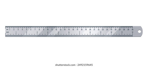 Ruler For Precision Measurements, Featuring Metric Cm And Imperial Inch Units. Perfect Tool For Education, Engineering