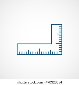 Ruler Protractor Blue Flat Icon On White Background
