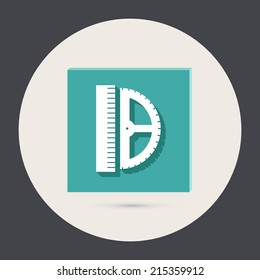 ruler and protractor. characters geometry. Education sign