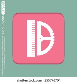 ruler and protractor. characters geometry. Education sign. symbol icon drawing and geometry