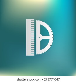 ruler and protractor. characters geometry. Education sign. symbol icon drawing and geometry