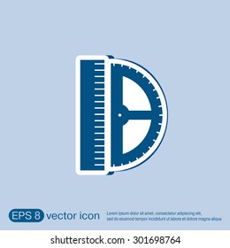 ruler and protractor. characters geometry. Education sign. symbol icon drawing and geometry