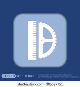 ruler and protractor. characters geometry. Education sign. symbol icon drawing and geometry
