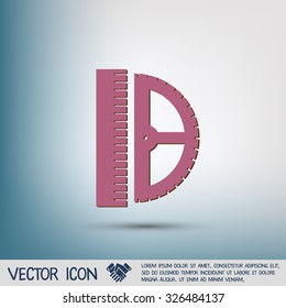 ruler and protractor. characters geometry. Education sign. symbol icon drawing and geometry