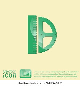 ruler and protractor. characters geometry. Education sign. symbol icon drawing and geometry