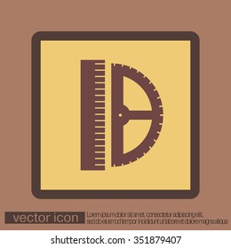 ruler and protractor. characters geometry. Education sign. symbol icon drawing and geometry