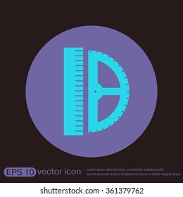 ruler and protractor. characters geometry. Education sign. symbol icon drawing and geometry