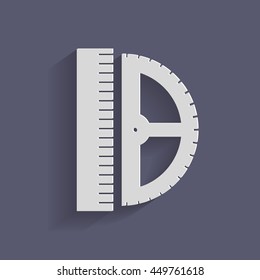 ruler and protractor. characters geometry. Education sign. symbol icon drawing and geometry