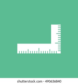 Ruler Protractor Flat Icon On Green Background
