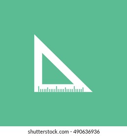 Ruler Protractor Flat Icon On Green Background