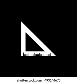 Ruler Protractor Flat Icon On Black Background