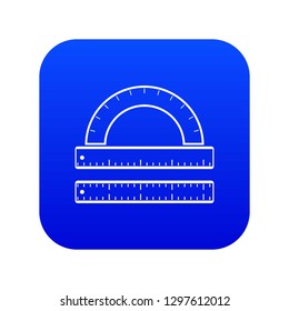 Ruler and protractor icon digital blue for any design isolated on white vector illustration