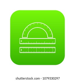 Ruler and protractor icon digital green for any design isolated on white vector illustration