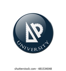 Ruler and protractor icon. Higher education symbol. Graphic design element. Symbol in circle button.