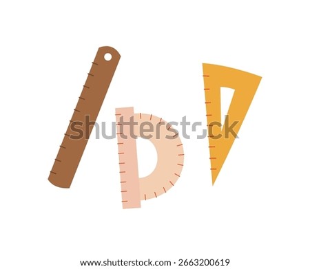 ruler and protractor icon, school rulers, school and study supplies
