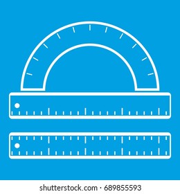Ruler and protractor icon white isolated on blue background vector illustration