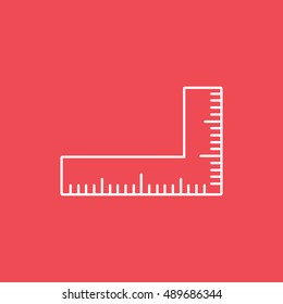 Ruler Protractor Line Icon On Red Background