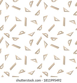 Ruler protractor square pattern. New collection of school supplies for geometry and drawing in three items. Vector illustration for websites, prints and stationery.