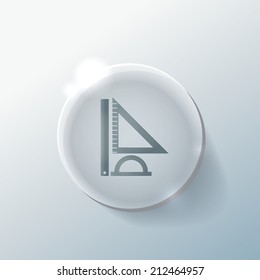 Ruler, protractor, triangle. Symbol of geometry and mathematics. Icon Training and Research