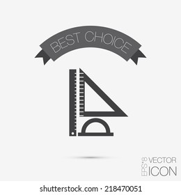 Ruler, protractor, triangle. Symbol of geometry and mathematics. Icon Training and Research